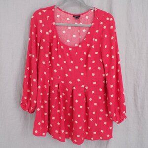 Torrid Women's Size 0 (12 or Large) Orange Pleated Pullover Blouse